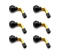 6Pcs 90 Degree Tyre Valve Extension Tubeless Tire Valve Stem Tyre Valve Extension Adapter Snap-In Rubber Base Brass Air Tire Extension