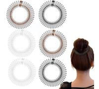 6PCS 90s Retro Zig Zag Headbands - Stretchable Plastic Comb Headbands for Women & Girls, Non-Slip Hair Wrap Holders (3 Colors)