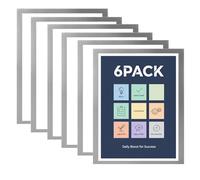 6PCS A4 Magnetic Photo Frames, Self-Adhesive Display Frame for License/Certificate/Poster, Silver PVC Magnetic Picture Frame with Backing Paper, A4 Snap Frame for Fridge/Wall/Window