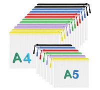6PCS A5 & 12 PCS A4 Plastic Wallet Zip Wallets Lock Waterproof Clear Bags