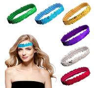 6pcs ABBA Disco Accessories for Women - Sparkly Headbands for Women, Elastic Sequin Headbands for Parties and Costumes