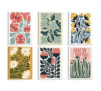 6Pcs Abstract Floral Unframed Canvas Wall Art Posters, Colorful Floral Home Wall Pictures, Modern Minimalist Style Wall Decor For Living Room, Bedroom & Study Office Indoor General Wall Art Decoration