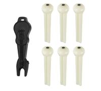 6PCS Acoustic Guitar Bridge Pegs - Premium Lightweight Plastic Guitar Pegs for Bridge, Includes 1pc Bridge Pin Puller Tool, Perfect Replacement for Martin Guitars and More (Ivory)