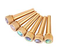 6Pcs Acoustic Guitar Bridge Pins, Brass with Abalone Shell, Folk Guitar Accessories - Enhance Tone Clarity and Sustain, Durable Fit for Six String Guitars