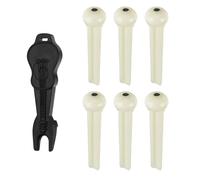6PCS Acoustic Guitar Bridge Pins Pegs Bone String Pegs Replacements Light Plastic with 1pc Bridge Pin Puller Remover Gift for Guitarist Electric Classical Folk Ukulele Martin (Ivory)