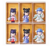 6Pcs Acrylic Display Case for Figures,Clear Display Box with ID Card Slot ,Wall Mounted Dustproof Display Cabinet Box for Figure(Yellow)