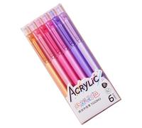 6Pcs Acrylic Gel Pen 6 Color Retractable Colored Gel Inks Pens 0.7MM Tip for Journaling Notebook Planner Note Taking Writing Pens