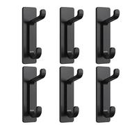 6pcs Adhesive Hooks, No Nails Wall Hook, Sticky Coat Kooks Extra Strong Wall Mounted, Stick Hooks Heavy Duty, Black Metal Sticky Hooks Self Adhesive Hooks on Door, Wall, Bathromm, Kitchen for Hanging