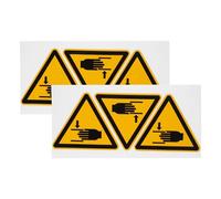 6pcs Adhesive Warning Label Stickers for Hand Pinch Safety | Self Adhesive Ethylene, Graphics and Bold Colours, Fast Hazard Marking for Indoor Robotic Arms