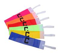 6pcs Adjustable Captain Armband for Soccer, Elastic Nylon Arm Band | Bold Captain Mark, Hook and Loop Fastener, Youth Team Practice, Stays Secure on Field, Assorted Colors