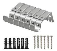 6Pcs Adjustable Roman Rod Bracket, Heavy Duty Curtain Rod Brackets Set Metal Wall Bracket Curtain Rod Support with Screws Adjustable Length from 9 to 12cm for Curtain Rods Smaller than 25mm (Silver)