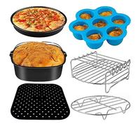 6Pcs Air Accessories Square Cake Bucket Utensils Silicone Mat Cake Pan Pizza Pan Accessories for Air Oven Barrels Pizza