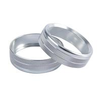 6Pcs Air Conditioner & Audio Switch Knob Ring Cover Trim For Ford F150 2016 2017 2018 Front Control Button Decorative Circle Ring Auto Inner Parts(Silver)