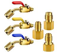 6pcs Air Conditioning Refrigerant Angled Compact Ball Valve 1/4 Inch for R410A R134A R12 R22 AC HVAC Refrigerant Tank Adapter 6014 Vacuum Adapter