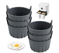 6Pcs Air Fryer Egg Poacher, Air Fryer Egg Mould Silicone Ramekins For Air Fryer, Air Fryer Ramekins Poached Egg Moulds For Air Fryer Souffle Dishes Muffin Cupcakes Custard And Pudding (02)