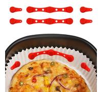 6pcs Air Fryer Magnets for Parchment Paper, Silicone Buckle High-Temp Resistant Airfryer Magnet Accessories for Locking Liners Safely Secure Basket (Red)