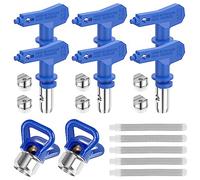 6Pcs Airless Paint Sprayer Tips Reversible Airless Spray Paint Gun Nozzle (211 315 417 515 517 523) with 2 Pcs Nozzle Guards and 5 Pcs Filters for Home Roof Deck Fence