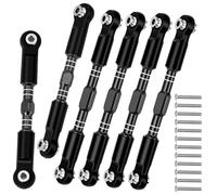 6PCS Aluminum Adjustable Turnbuckles Camber Toe Link Set for Arrma 1/10 Big Rock 3S V3, 1/8 Typhon 3S & Mega 550 V3 4WD BLX, Steering Linkage Upgrade Parts (Black)