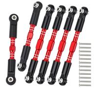 6PCS Aluminum Adjustable Turnbuckles Camber Toe Link Set for Arrma 1/10 Big Rock 3S V3, 1/8 Typhon 3S & Mega 550 V3 4WD BLX, Steering Linkage Upgrade Parts (Red)