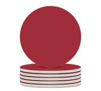 6PCS Amaranth Red Coasters Non-Slip Round Drink Coasters with Ceramic Stone and Cork Base, Heat Resistant Absorbent 33.00Stone Coaster Set for Kinds of Mugs and Cups, 4 Inch