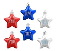 6pcs American Star Decoration 5cm Plastic Hanging Ornament