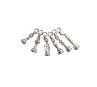 6Pcs Ancient Silver Bronze Chess Knight Bishop Pawn King Queen Rook drop earrings,Chess Gift for Chess Lovers (ancient silvery)