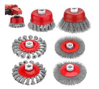 6Pcs Angle Grinder Wire Brush Set for 115mm Sander Angle Grinder, Thread M14 x 2 Heavy Duty Wire Brush & Wheel Set for Rust Removal, Paint Removal, Weld Cleaning and Grinding