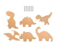 6pcs Animal Cabinet Knobs, Wooden Drawer Knobs, Dinosaur Wardrobe Door Knobs for Baby, Animal Shape Door Handle, Kids Drawer Pulls, Bedroom Delicate Baby Wood Knob