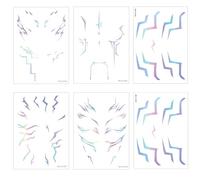 6pcs Anime Movie Face Tattoos, Iridescent Patterns Temporary Tattoos Makeup Cosplay Stickers for Halloween Role Play Costume Props Festival Body Art Anime Party Accessories
