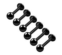 6PCS Anodized Black Labret Lip Rings 16g 6mm 8mm 3mm Ball Marilyn Monroe Tragus Lip Cartilage Earring Piercing Jewellery 4574