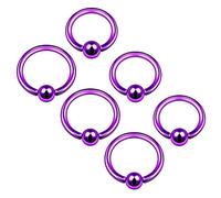 6PCS Anodized Captive Hoop Earrings 14g 8mm 10mm 4mm Ball Cartilage Tragus Nose Septum Eyebrow Piercing Jewellery 4752