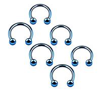 6PCS Anodized Dark Blue Circular Barbell Horseshoe 16g 8mm 10mm 3mm Ball Septum Nose Earrings Tragus Piercing Jewellery 4676