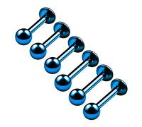 6PCS Anodized Dark Blue Lip Ring Studs 16g 6mm 8mm 3mm Ball Tragus Spider Bite Lip Earrings Labret Piercing Jewellery 4576