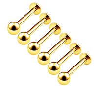 6PCS Anodized Lip Ring Studs 14g 1.6mm 3/8 10mm 4mm Ball Vertical Labret Monroe Earrings Spider Bite Piercing Jewellery 6374