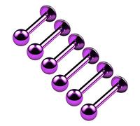 6PCS Anodized Purple Lip Rings 16g 8mm 10mm 3mm Ball Cartilage Tragus Marilyn Monroe Earrings Labret Piercing Jewellery 4587