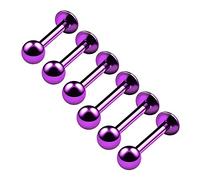 6PCS Anodized Purple Lip Studs 16g 6mm 8mm 3mm Ball Tragus Lip Medusa Marilyn Monroe Earrings Labret Piercing Jewellery 4586
