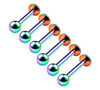 6PCS Anodized Rainbow Lip Labret 16g 8mm 10mm 3mm Ball Medusa Spider Bite Tragus Cartilage Earrings Piercing Jewellery 4579