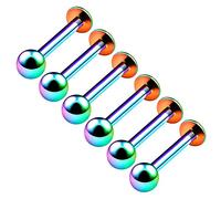 6PCS Anodized Rainbow Monroe Labret 14g 1.6mm 3/8 10mm 4mm Ball Medusa Spider Bite Earrings Cartilage Piercing Jewellery 6373