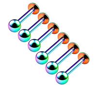 6PCS Anodized Rainbow Monroe Labret 14g 8mm 10mm 4mm Ball Snake Bite Cartilage Tragus Lip Earrings Piercing Jewellery 4593