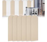 6Pcs Anti-Collision Wall Paddings,56x15cm Nursery Wall Stickers 3D Self- Adhesive Foam Upholstered Wall Panels for Bedroom,Playroom (Light Yellow)