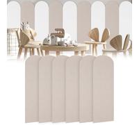6Pcs Anti-Collision Wall Paddings,56x15cm Nursery Wall Stickers 3D Self- Adhesive Foam Upholstered Wall Panels for Bedroom,Playroom (Light Brown)