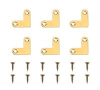 6Pcs Antique Brass Flat Corner Bracket Sturdy Angle Brackets Corner Heavy Duty 90 Degree Metal Flat Corner Drawer Fixed Corner Brace Plate Support(Gold)