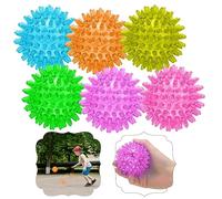 6Pcs Anxiety Relief Lightup Bouncy Balls 7cm | Summer Spikey Massage Neon Balls for Kids 3+ Years | Party Bag Favours, Sensory Fidget Toys, Novelty Kids Gifts