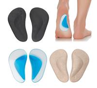 6PCS Arch Support Cushions Orthopedic Flat Feet Arch Support High Heel Inserts Cushion Pads Plantar Fasciitis Arch Support Insoles for Relieve Pressure Foot Pain and Adhesive