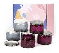 6pcs Aromatherapy Candle Making Bottle Jar With Lid Glass Empty Wax Candlestick Candle Cup Brown Scented Candle Cans Vintage for Making Candles(Gray purple)