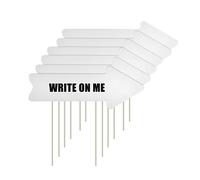 6pcs Arrow Yard Signs with Stakes - 17x6 Inch Plastic This Way Wedding Directional Signs for Birthday Party (White)