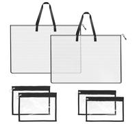 6Pcs Art Portfolio Bag, 25×19 in/7.5×11.4 in/8.7×10.6 in 3 Size Posters Storage Bag with Zipper and Handle, Waterproof Carrying Storage Bags, Transparent Handbag, Files Tote Mesh Folder Portfolio Case