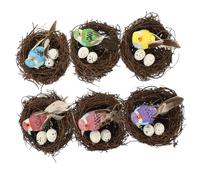 6pcs Artificial Bird Nest Decor Realistic Rattan Bird Nests for Home Garden Decoration Lightweight and Durable