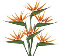 6pcs Artificial Flowers Bird of Paradise 90cm/35inch Fake Green Plants Decorative Faux Flower Stem Flora Arrangements Home Garden Office Verandah Wedding Decoration Orange