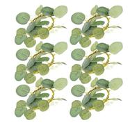 6pcs Artificial Green Eucalyptus Wreath Easter Candle Ring for Table